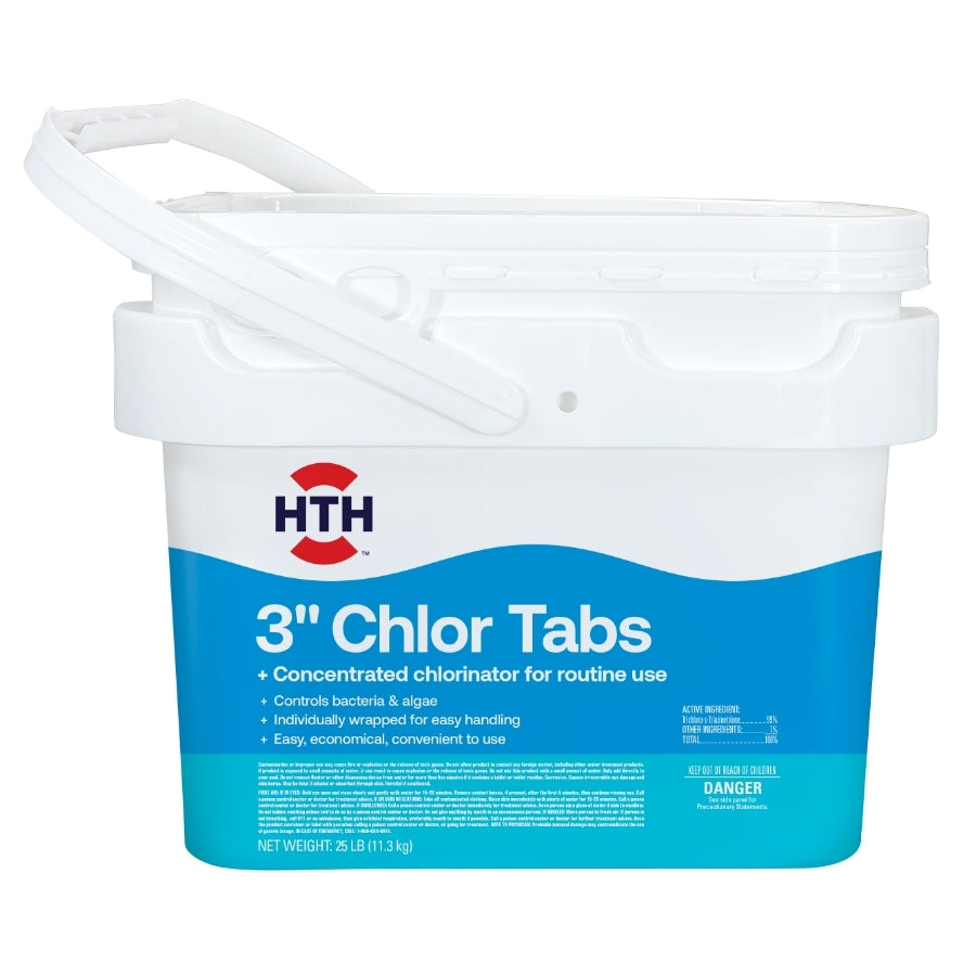HTH 3 in chlor tabs 25 pound pail