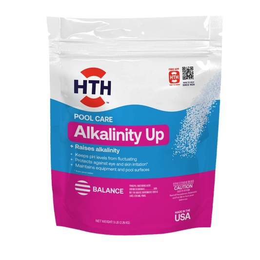 hth pool alkalinity increaser five pound pouch, front view