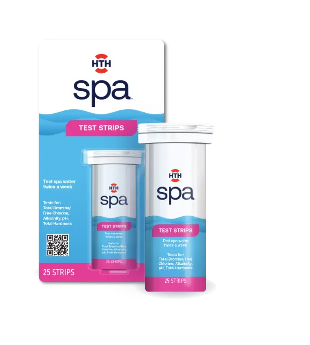 hth hot tub test strips package and product