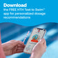 Promotional image for HTH Test to Swim app with smartphone and app interface on a blue background