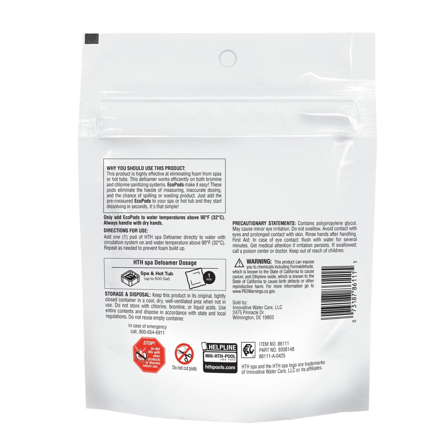 HTH spa™ Care Defoamer EcoPods: Spa Defoamer for Hot Tub