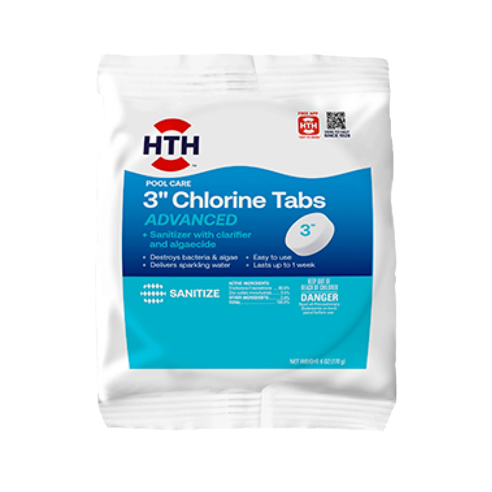front of hth advanced 3 inch chlorine tablets 8oz