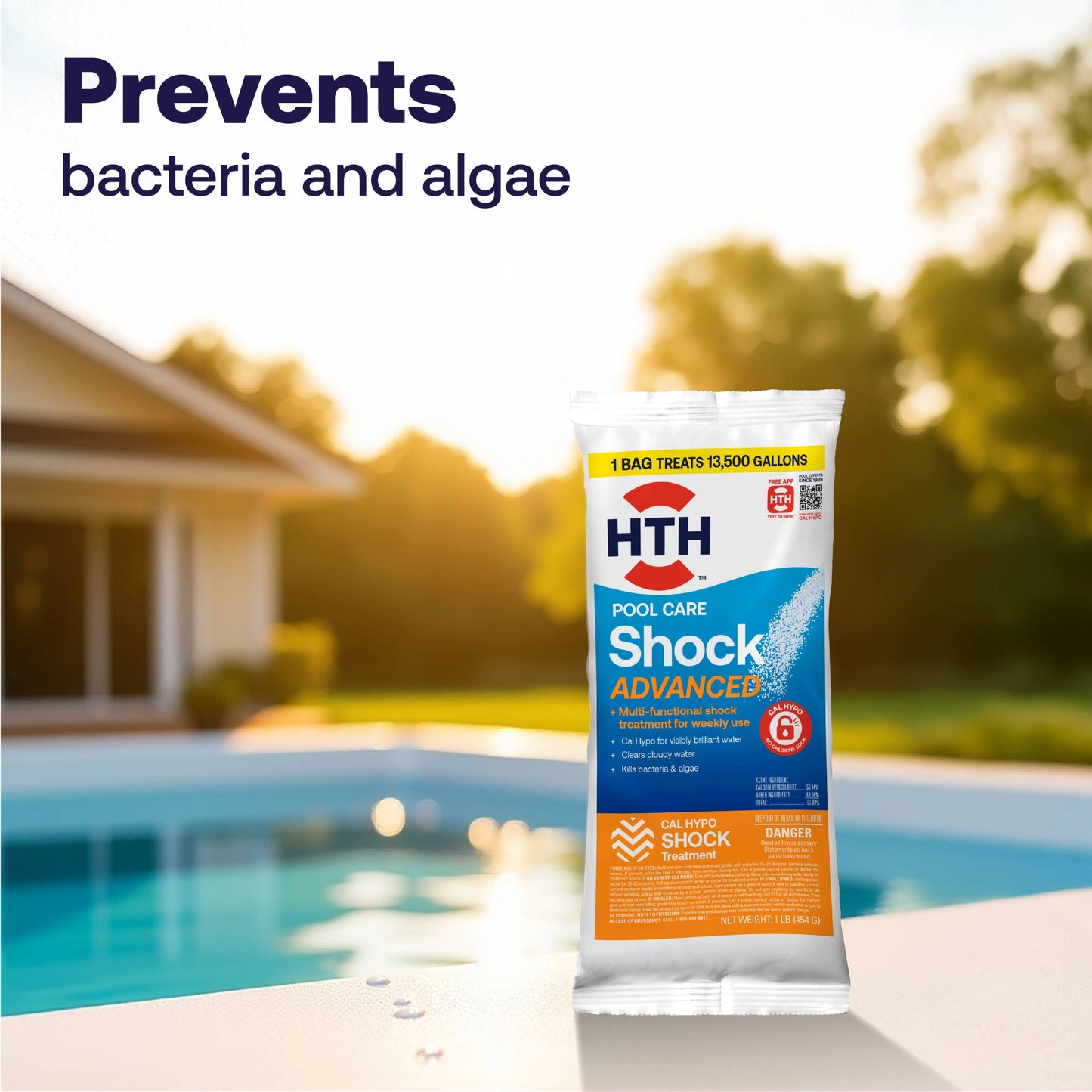 advanced pool shock packet prevents bacteria and algae