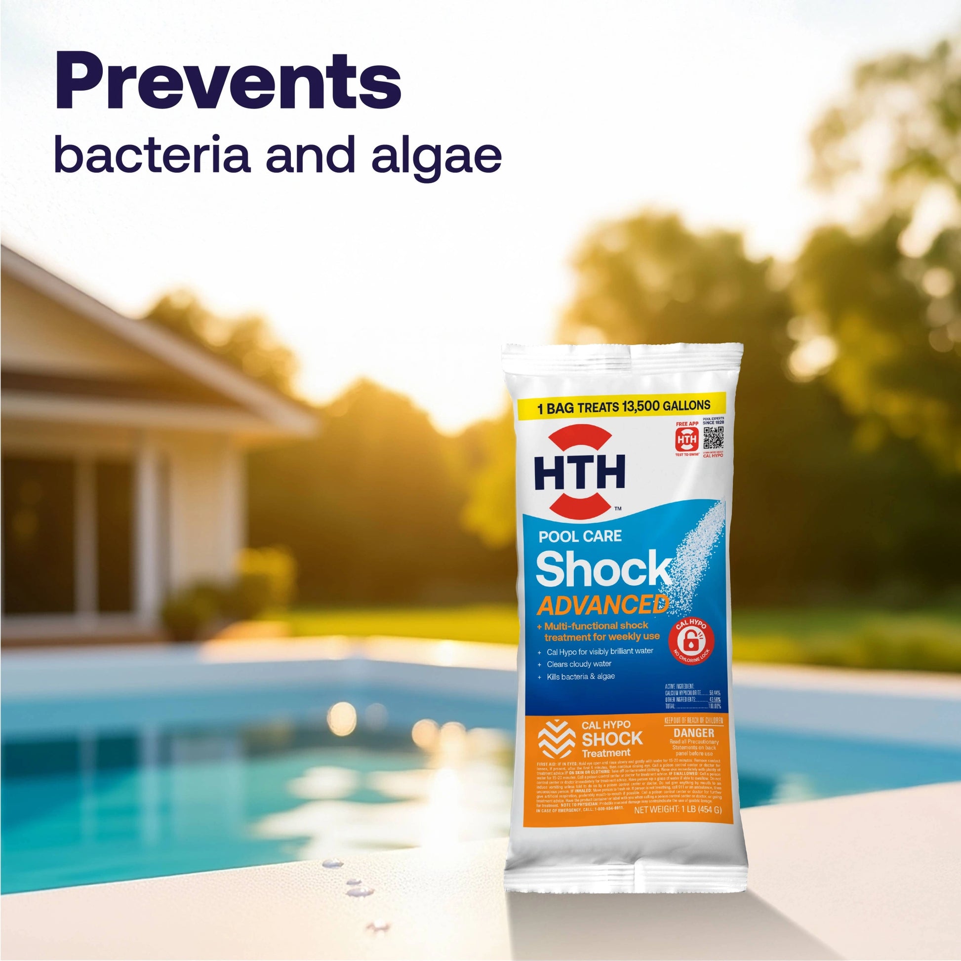 advanced pool shock packet prevents bacteria and algae
