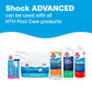 advanced pool shock displayed with compatible hth products