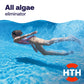 swimmer beside all algae eliminator treatment message