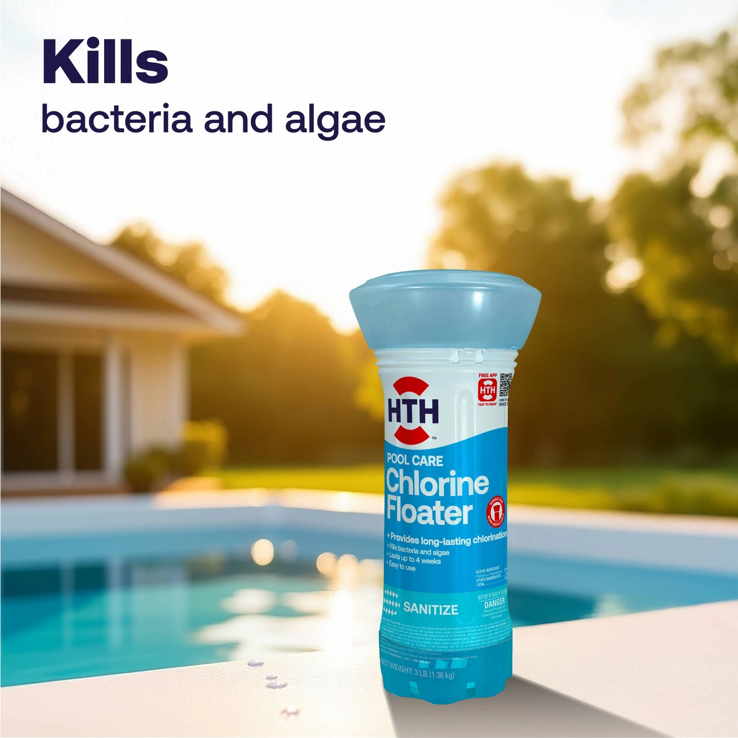 pool chlorine floater kills bacteria and algae
