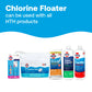 pool chlorine floater displayed with compatible hth products