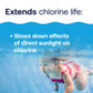 child swimming beneath chlorine sunlight protection message