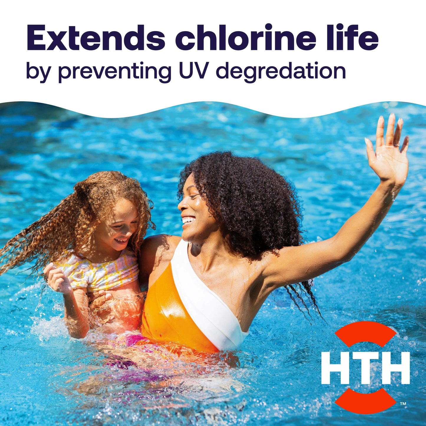 mother and child beneath chlorine protection message