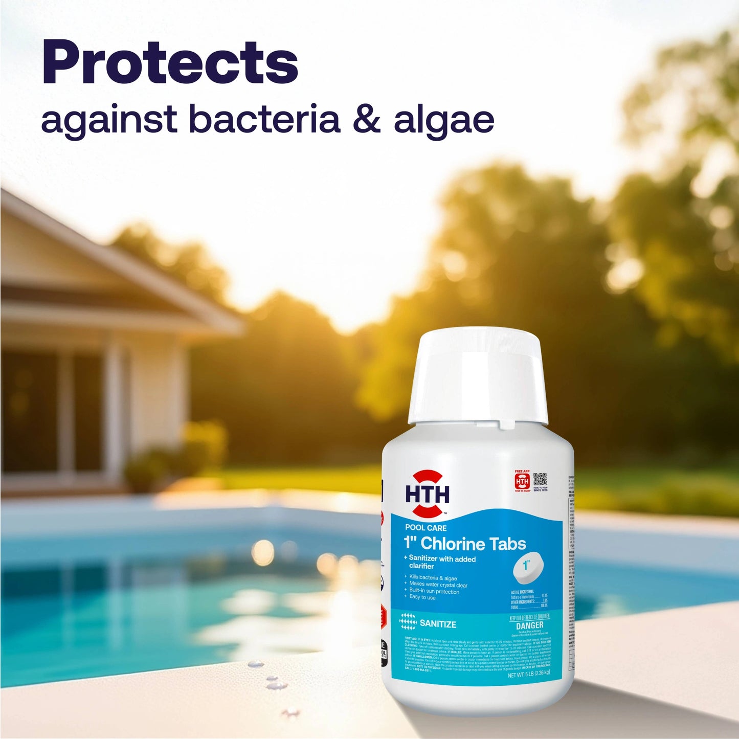 1 inch chlorine tablets protect against bacteria and algae