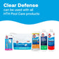 pool algae preventer displayed with compatible hth products
