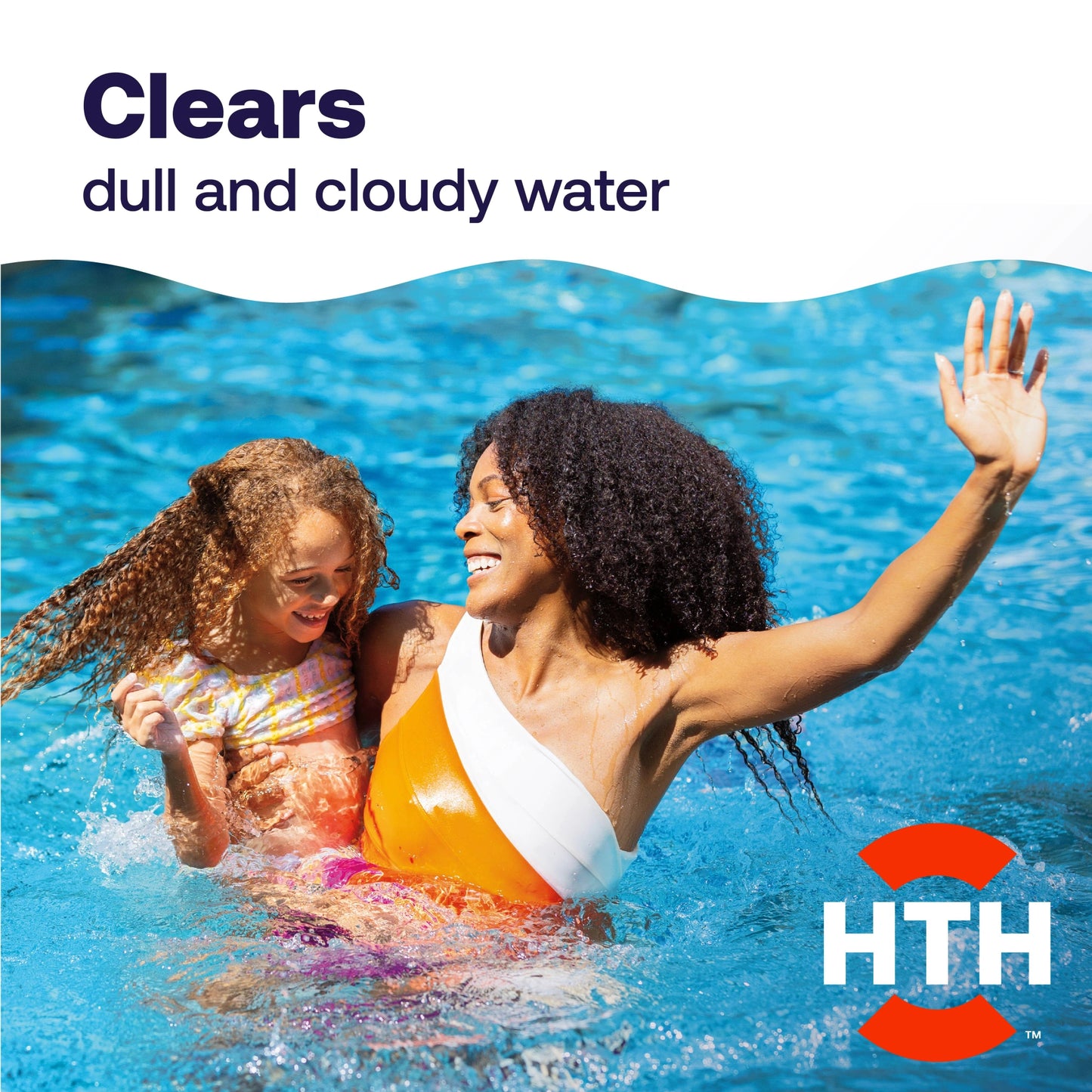 swimmers enjoying clear water after pool flocculant treatment