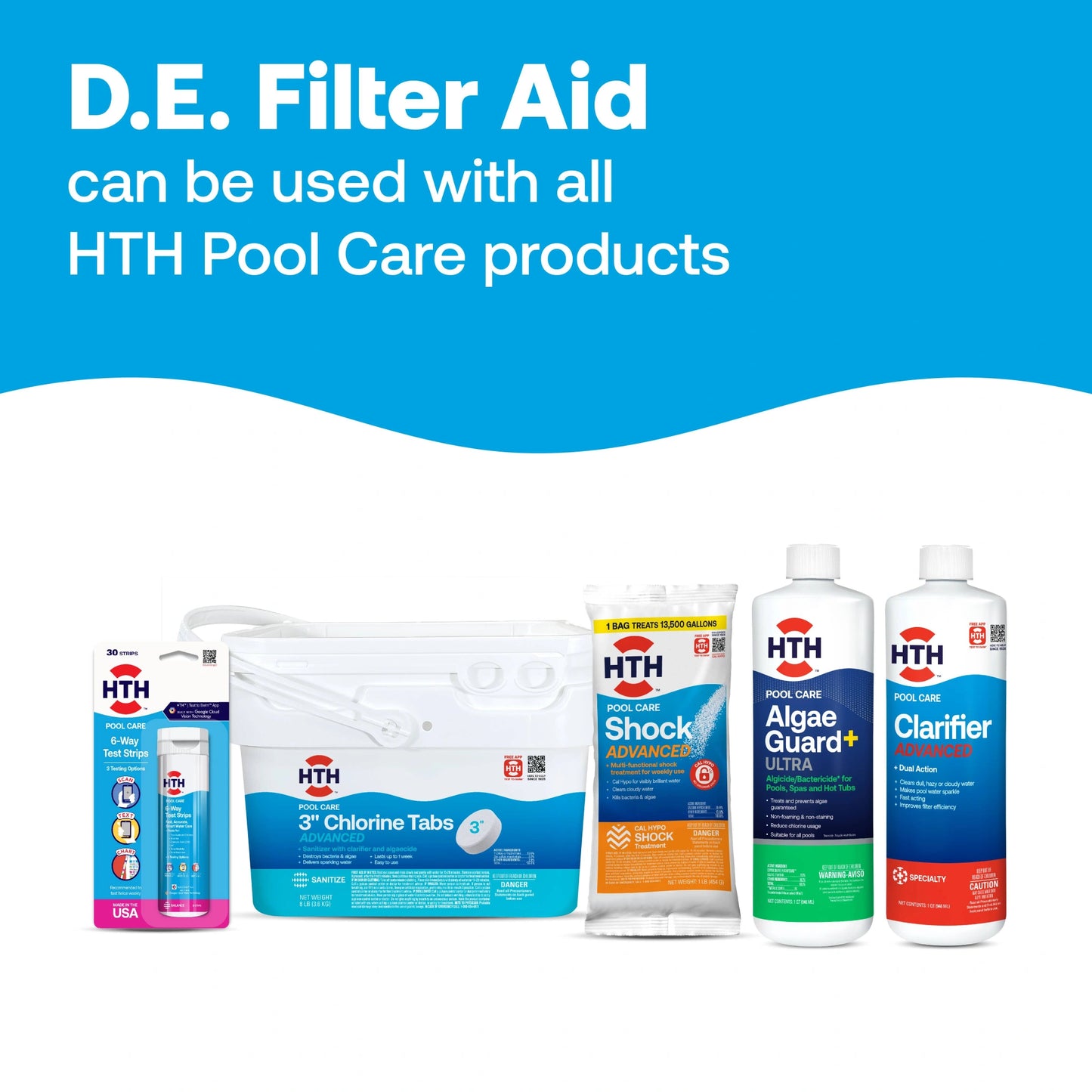 de filter aid graphic beside other hth products