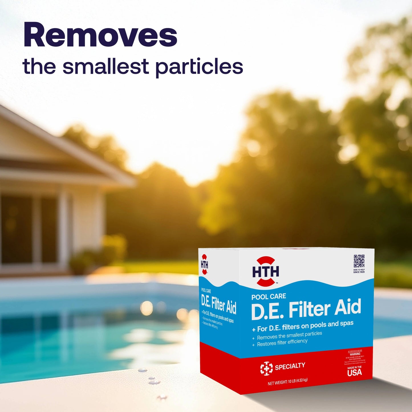10 lb de pool filter aid beside pool