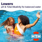 hth pool ph decreaser pouch beside blue swimming pool