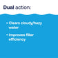 dual-action pool clarifier clears water and improves filtration