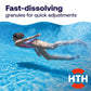 swimmer beside fast dissolving pool hardness granules message