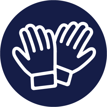 Outline of a pair of gloves on a navy blue background
