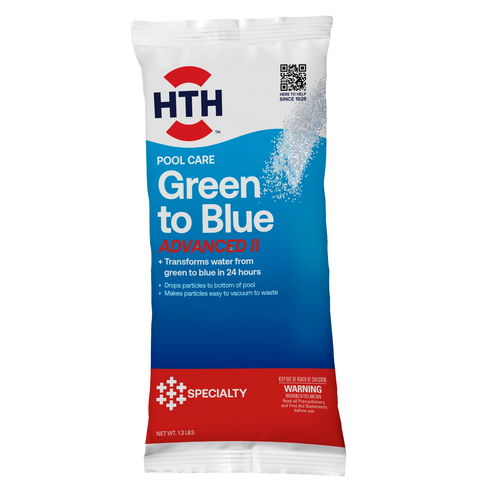 front packet of green to blue specialty pool treatment