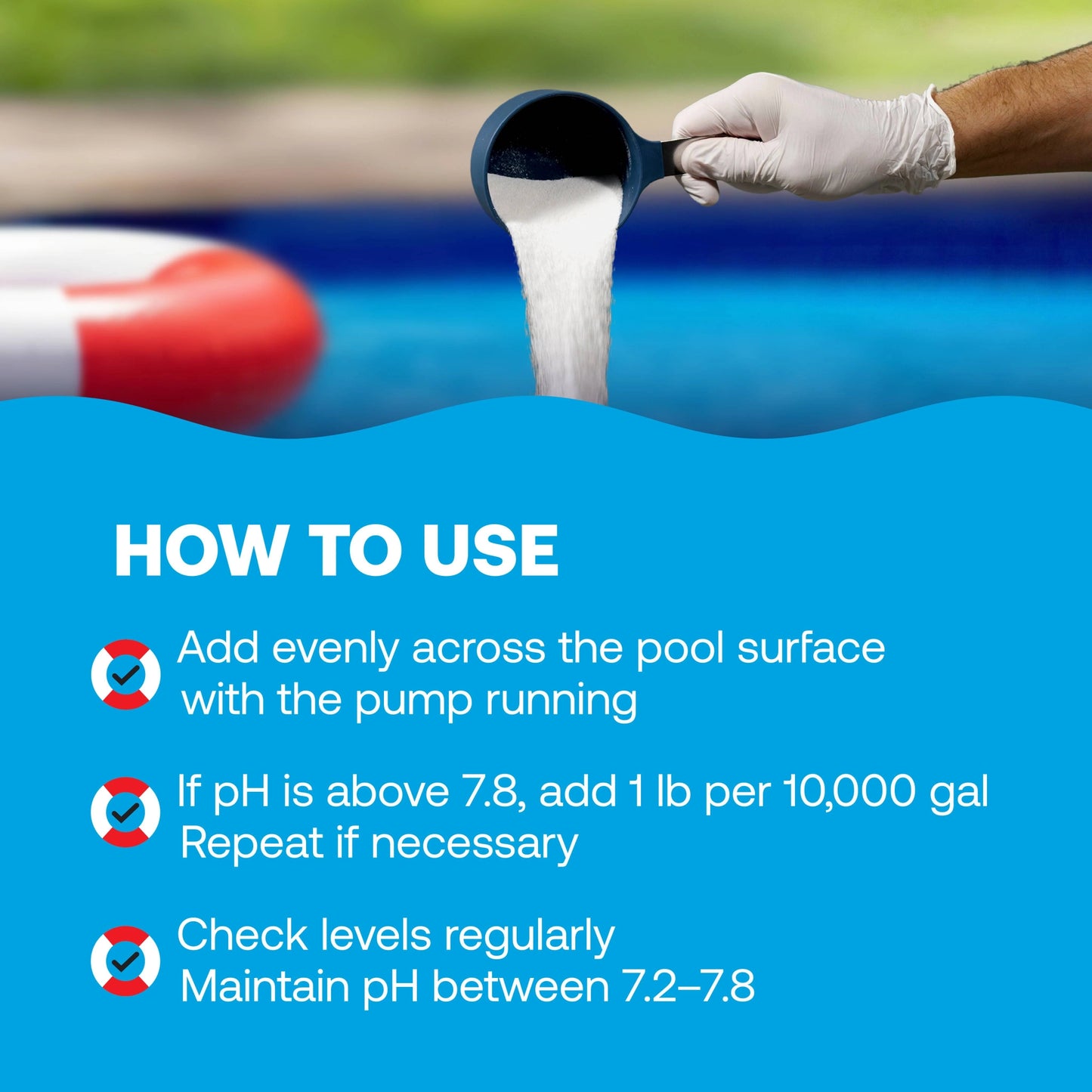 how to lower ph in pool illustrated with powder