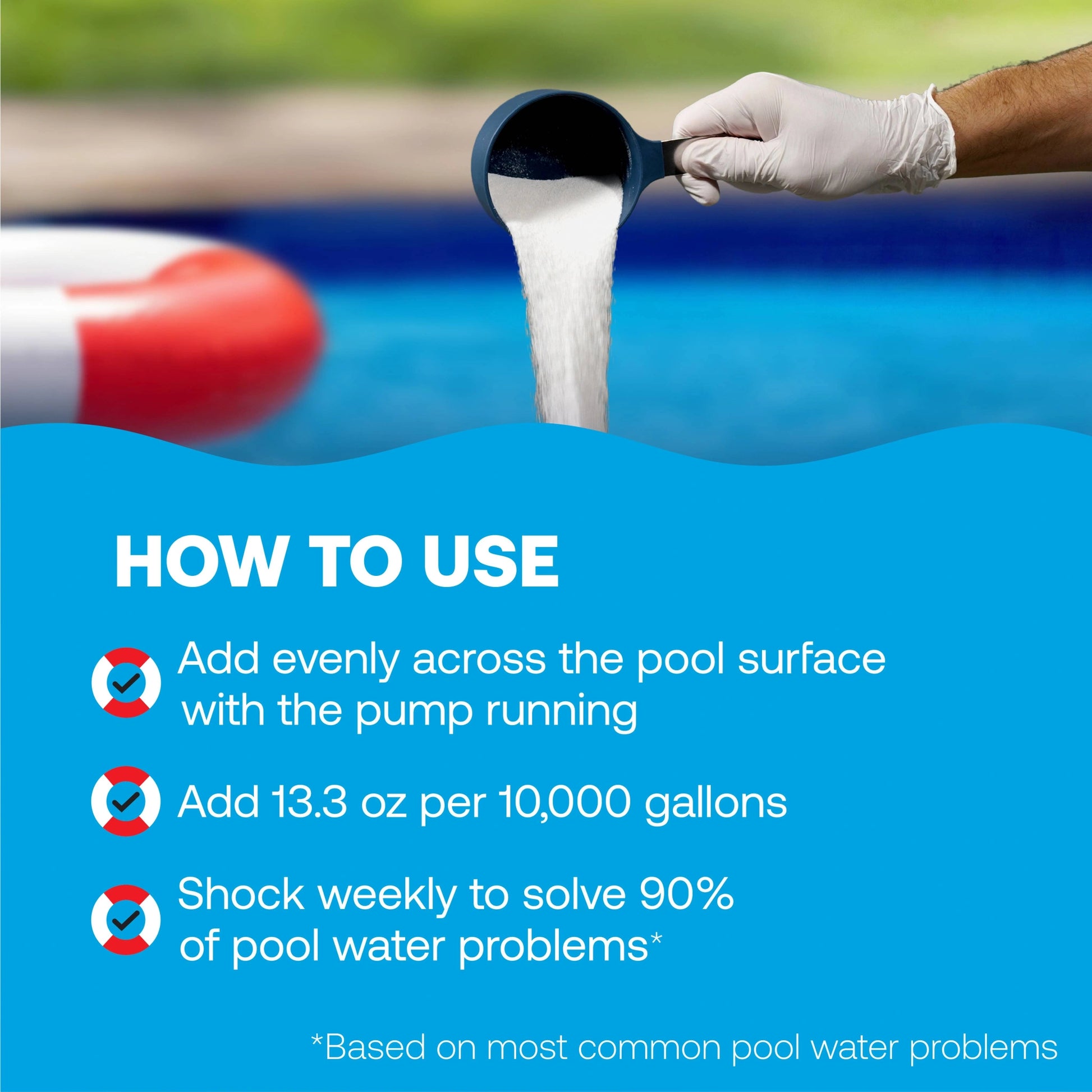 instructions show how to apply pool shock treatment