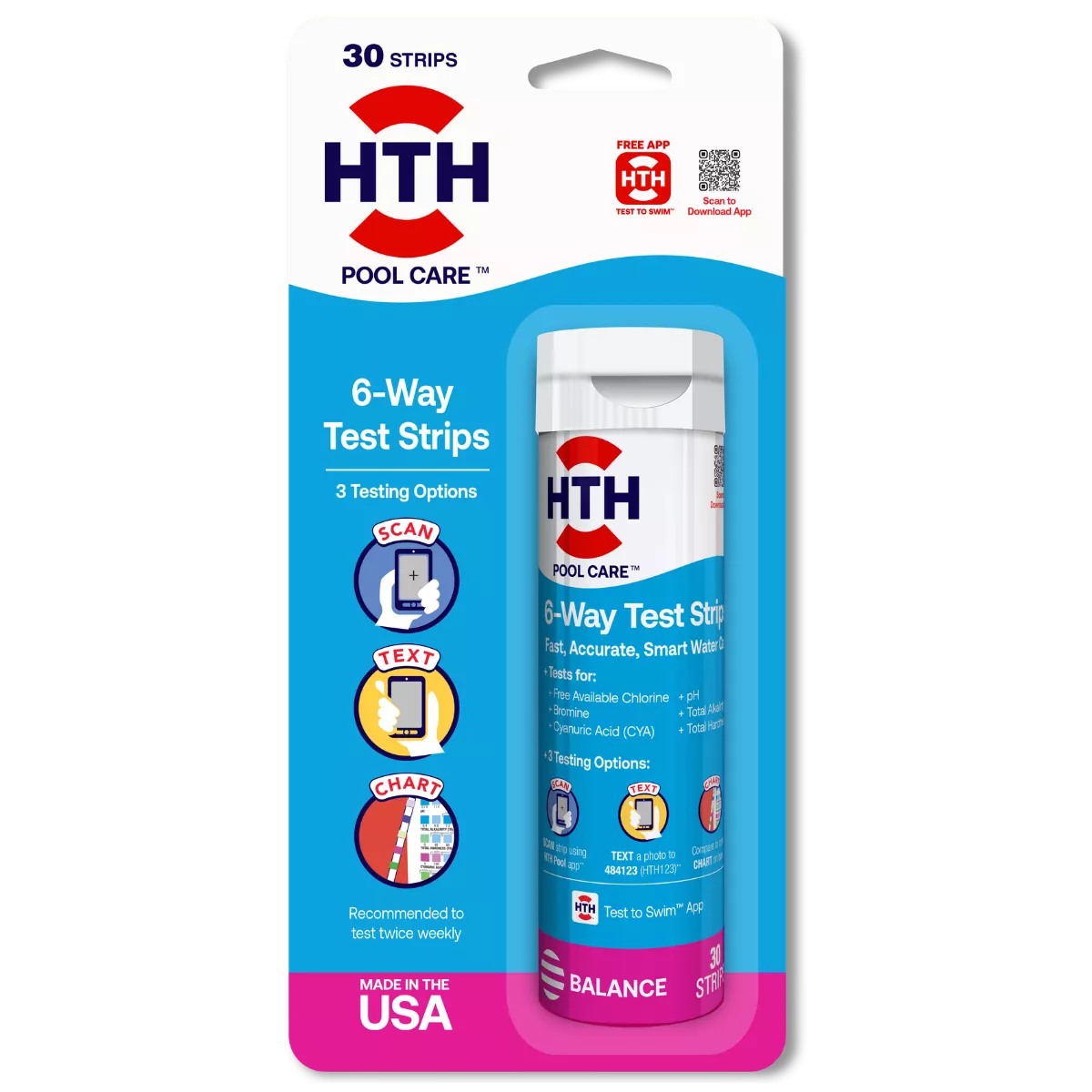 HTH 6-way pool water test strips kit