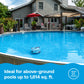 HTH above-ground pool robotic cleaner cleaning an above-ground swimming pool and designed for pools up to 1,614 square feet.