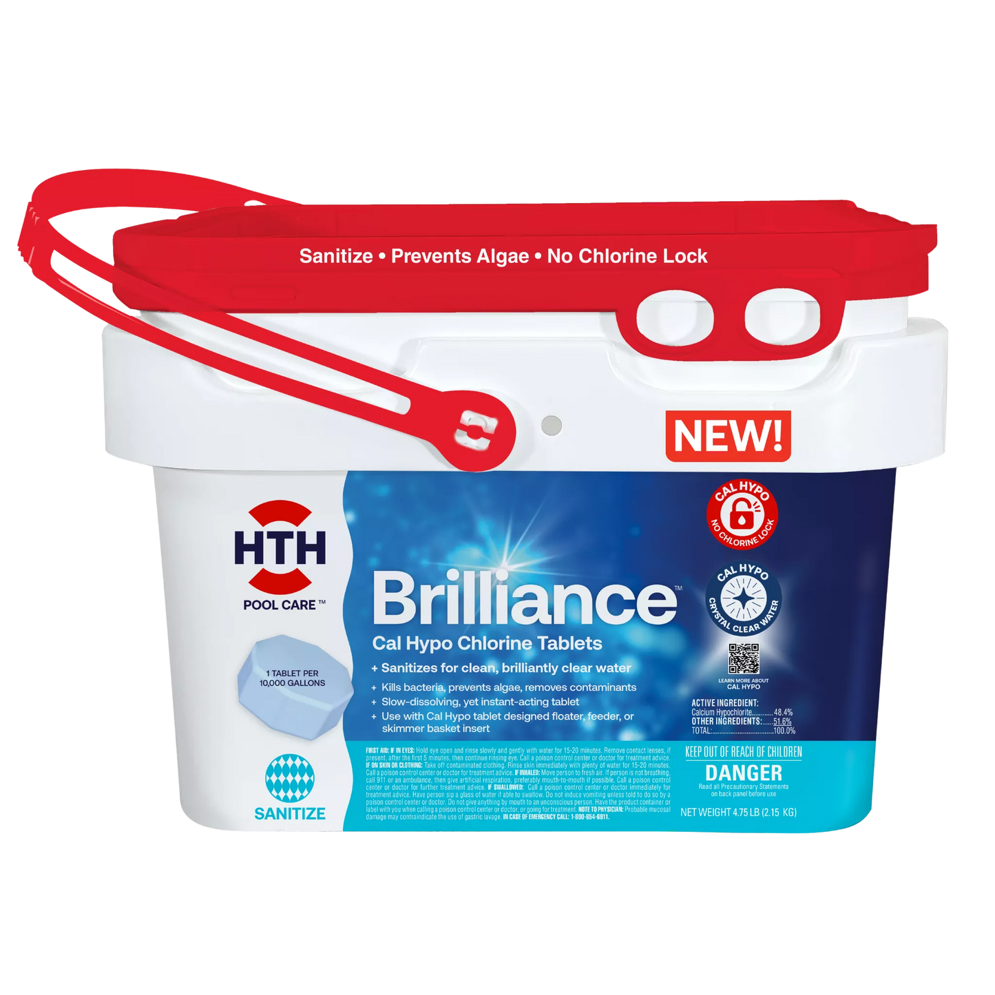front of hth brilliance cal hypo chlorine tablets