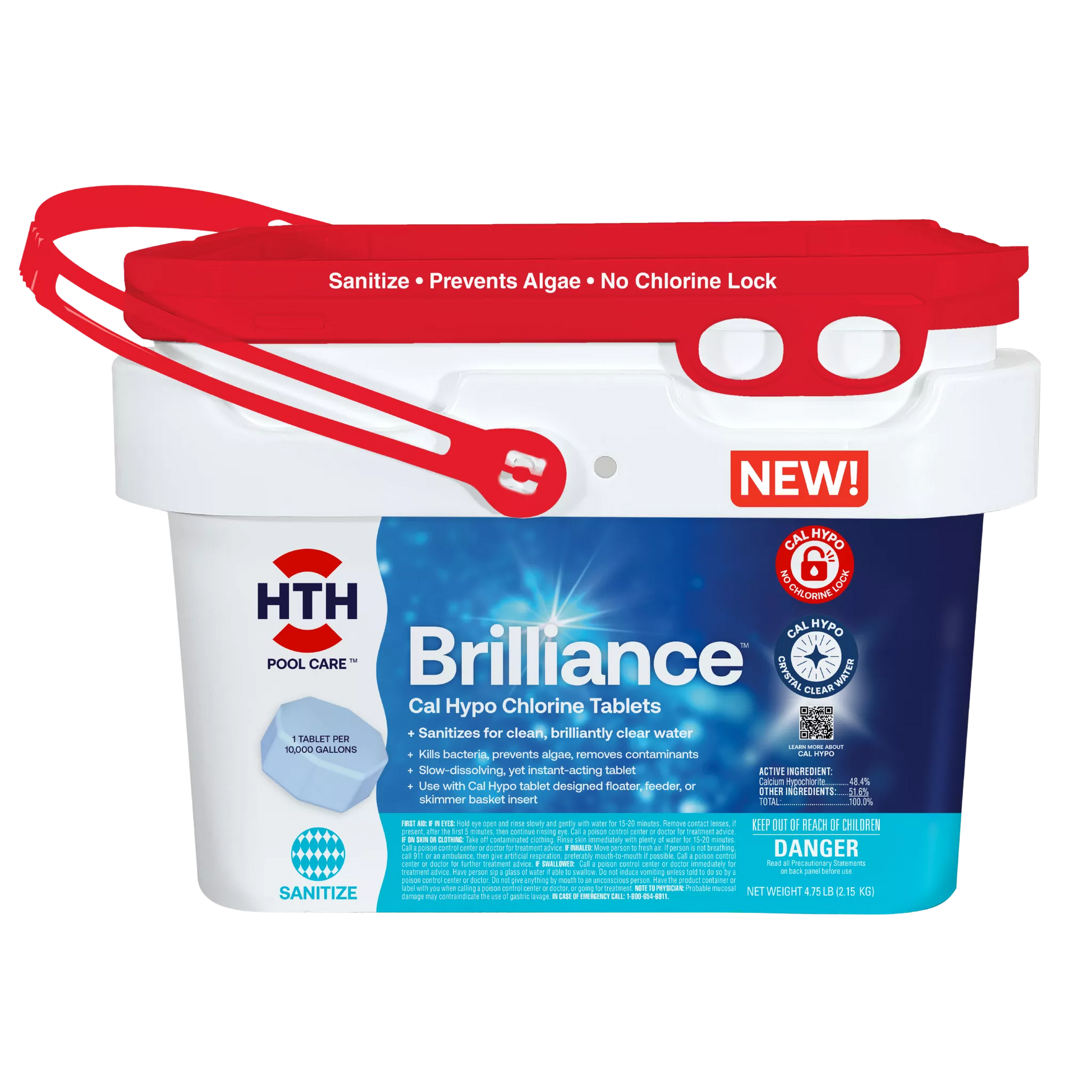 front of hth brilliance cal hypo chlorine tablets