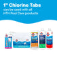 1 inch chlorine tablets shown with compatible pool products