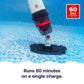 HTH cordless handheld pool vacuum providing up to 60 minutes of runtime on a single battery charge.