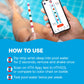 How to use HTH™ pool test strips: dip for two seconds, shake once, scan or compare the color chart, and test pool water twice weekly
