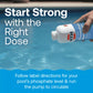 Hand pouring HTH Phosphate Remover into a swimming pool to start treatment with the correct dose.