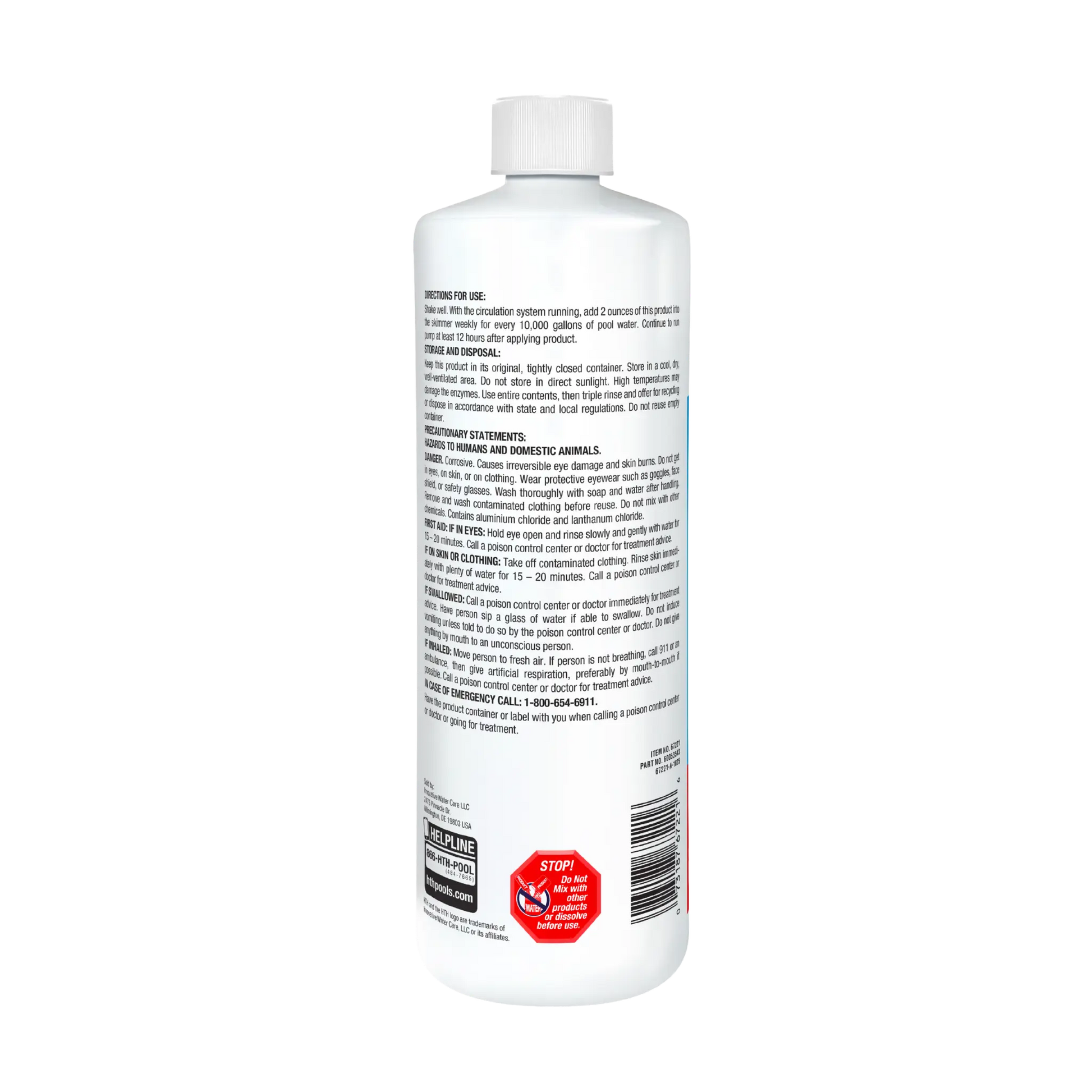 back of hth pool algae preventer bottle