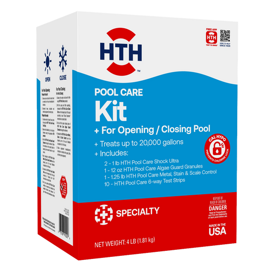 HTH pool care kit box angled view