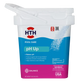 Front packaging of HTH Pool Care pH Up 20 lb bucket, designed to raise pool water pH levels and protect against skin irritation.