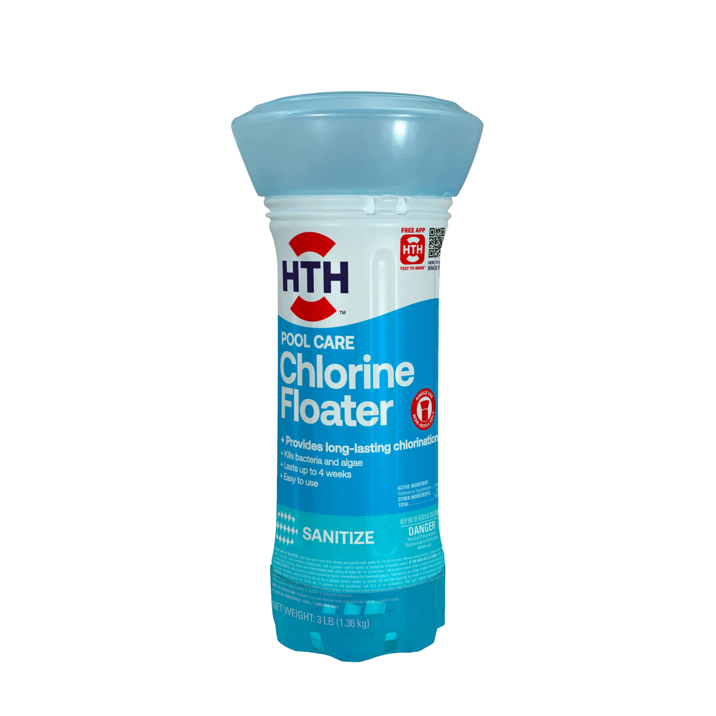 front of hth pool chlorine floater container