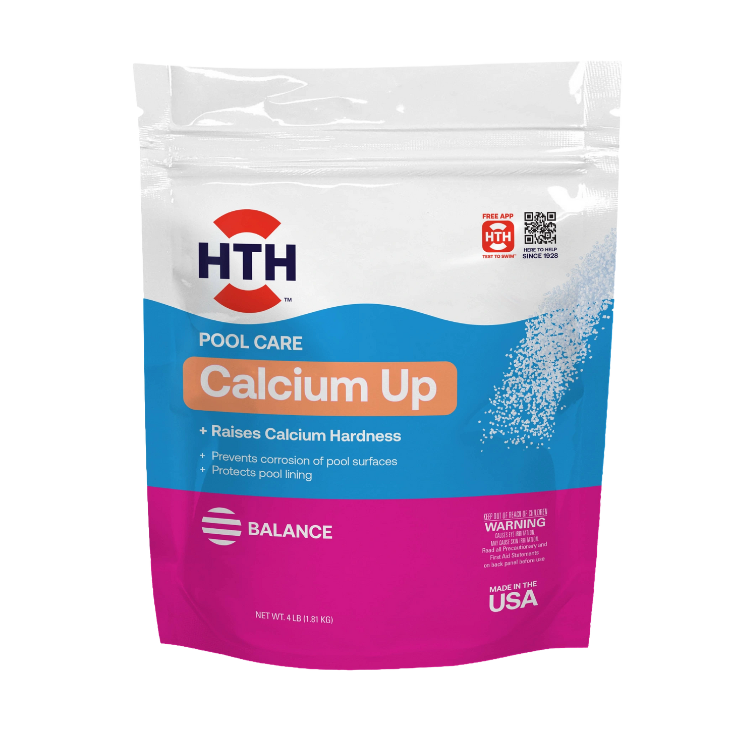 hth pool hardness increaser four pound pouch, front view