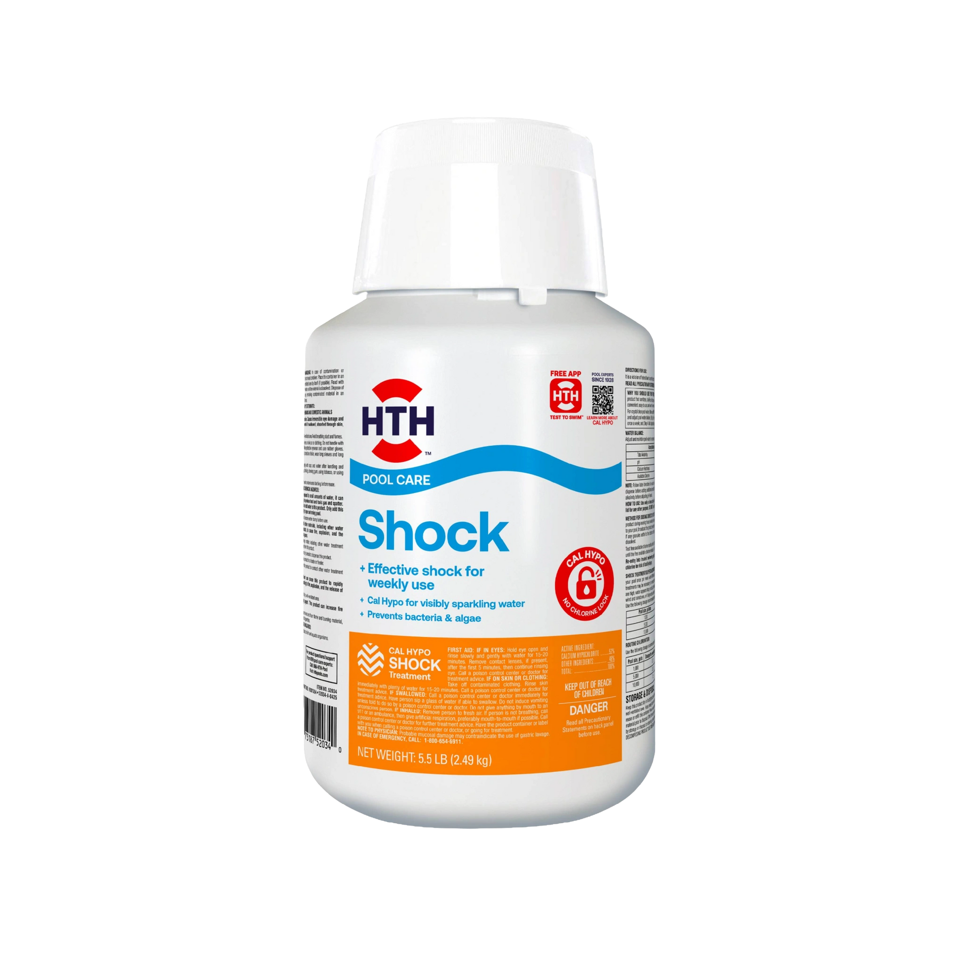 hth pool shock 5.5 lb bottle with front label
