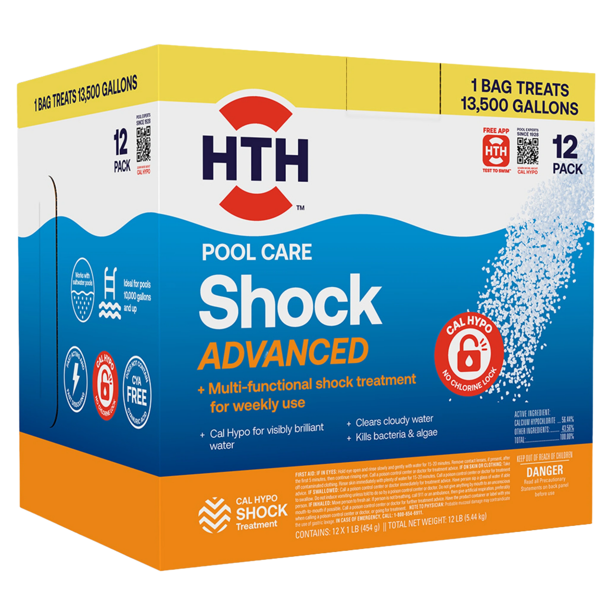 hth pool shock advanced box of twelve one-pound packets