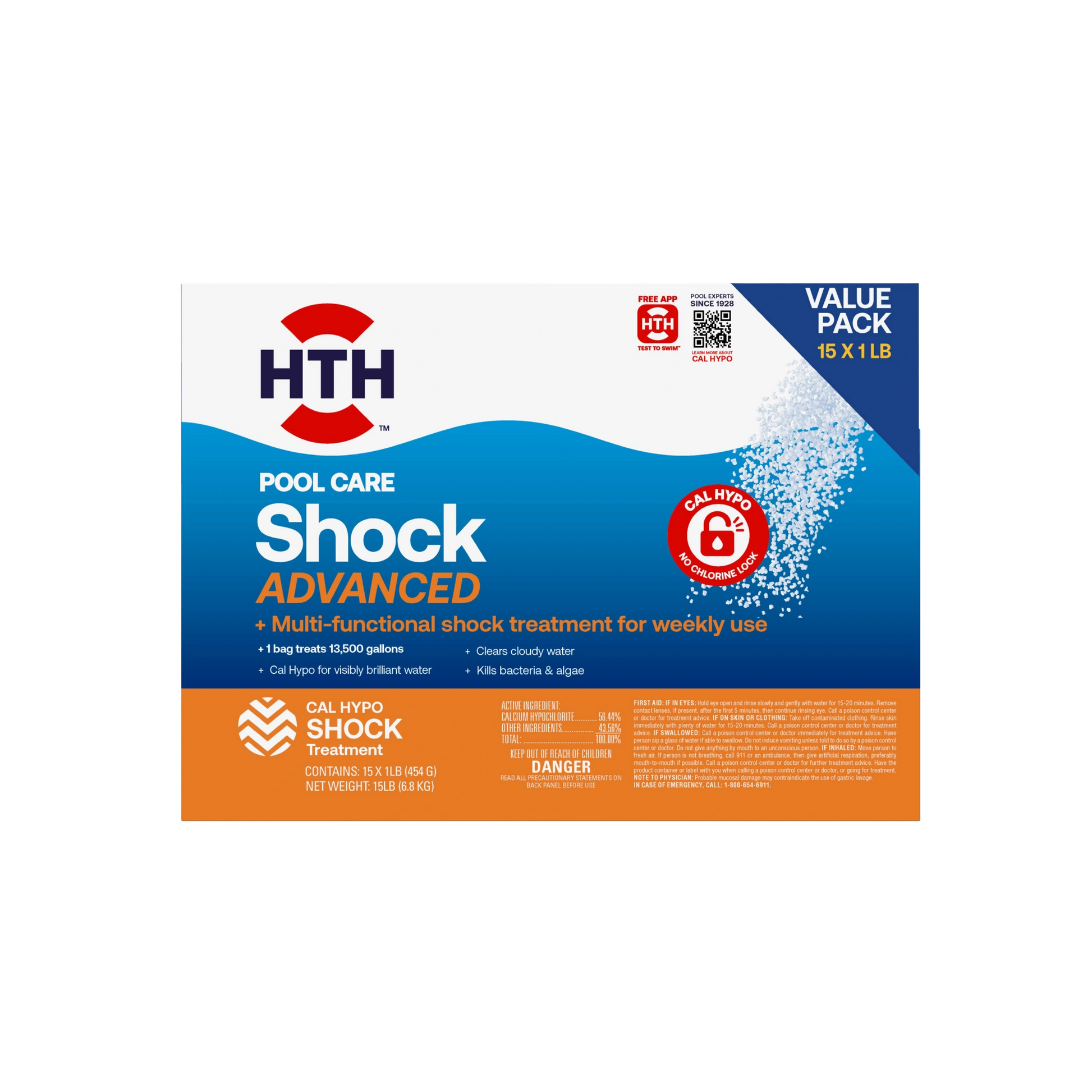 hth pool shock advanced box of fifteen one-pound packets