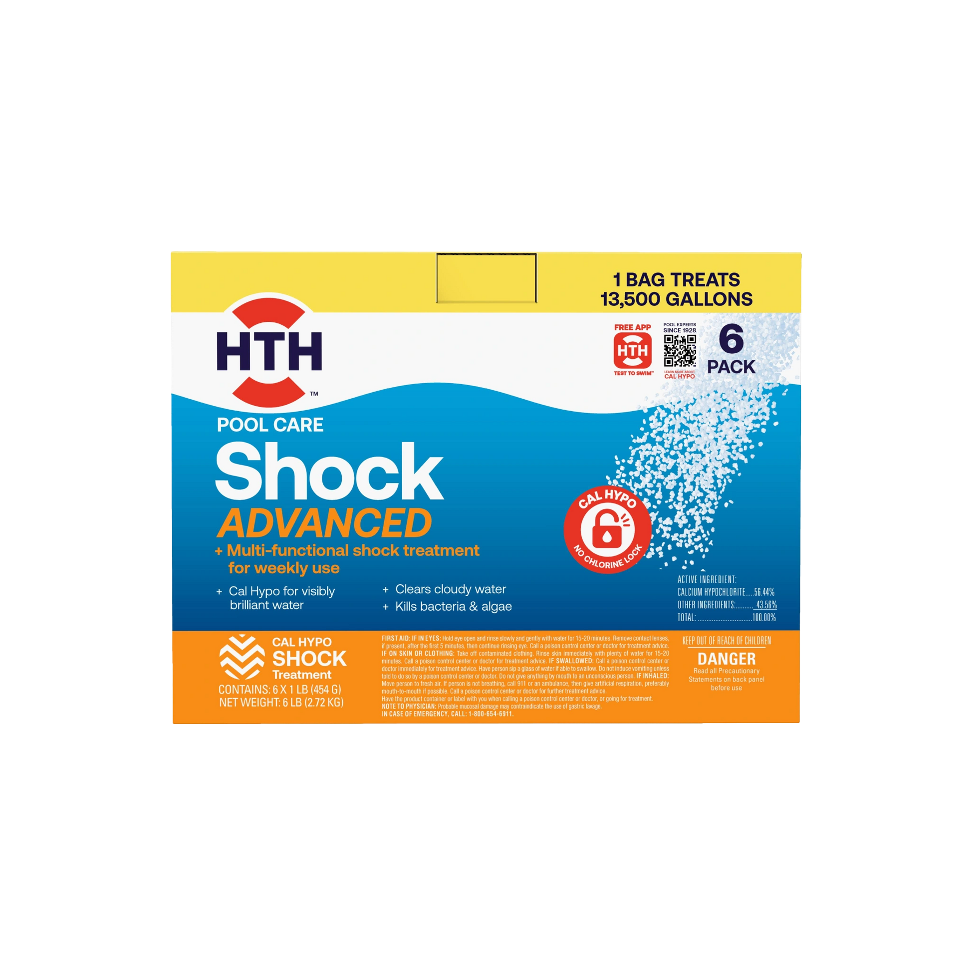 hth pool shock advanced box of six one-pound packets