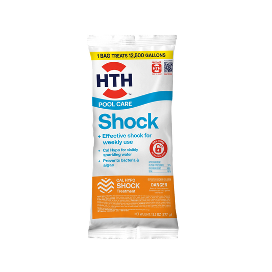 front of hth cal hypo pool shock package 12x13.3oz