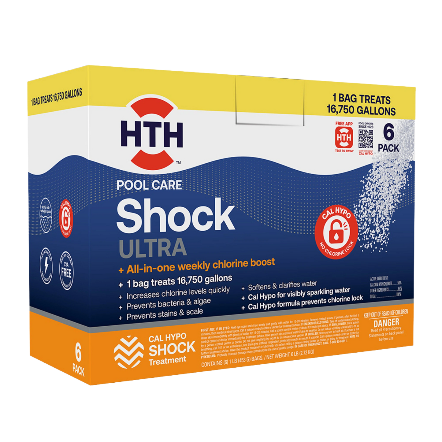 hth pool shock ultra box of six one-pound packets