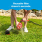HTH reusable pool vacuum filter rinsing clean in seconds for quick maintenance and continued performance.