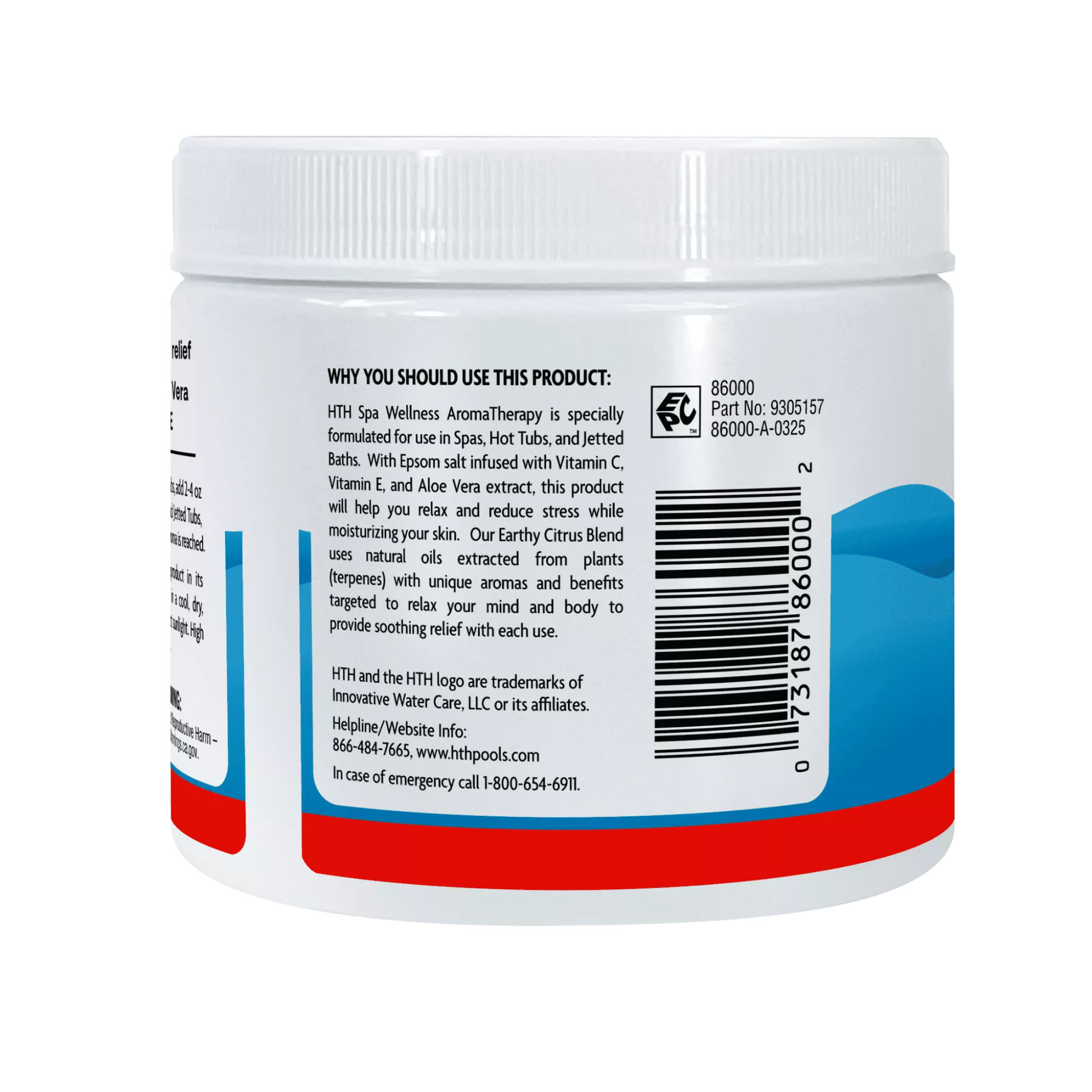 back of hth spa aromatherapy 1 lb container