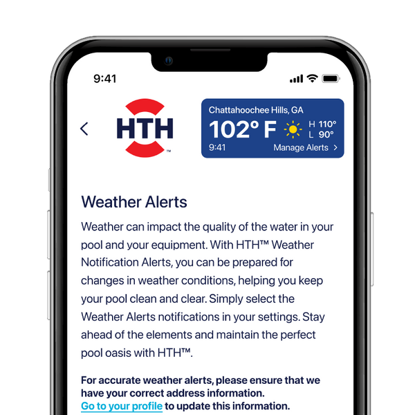 hth test to swim app pool weather alerts feature page 