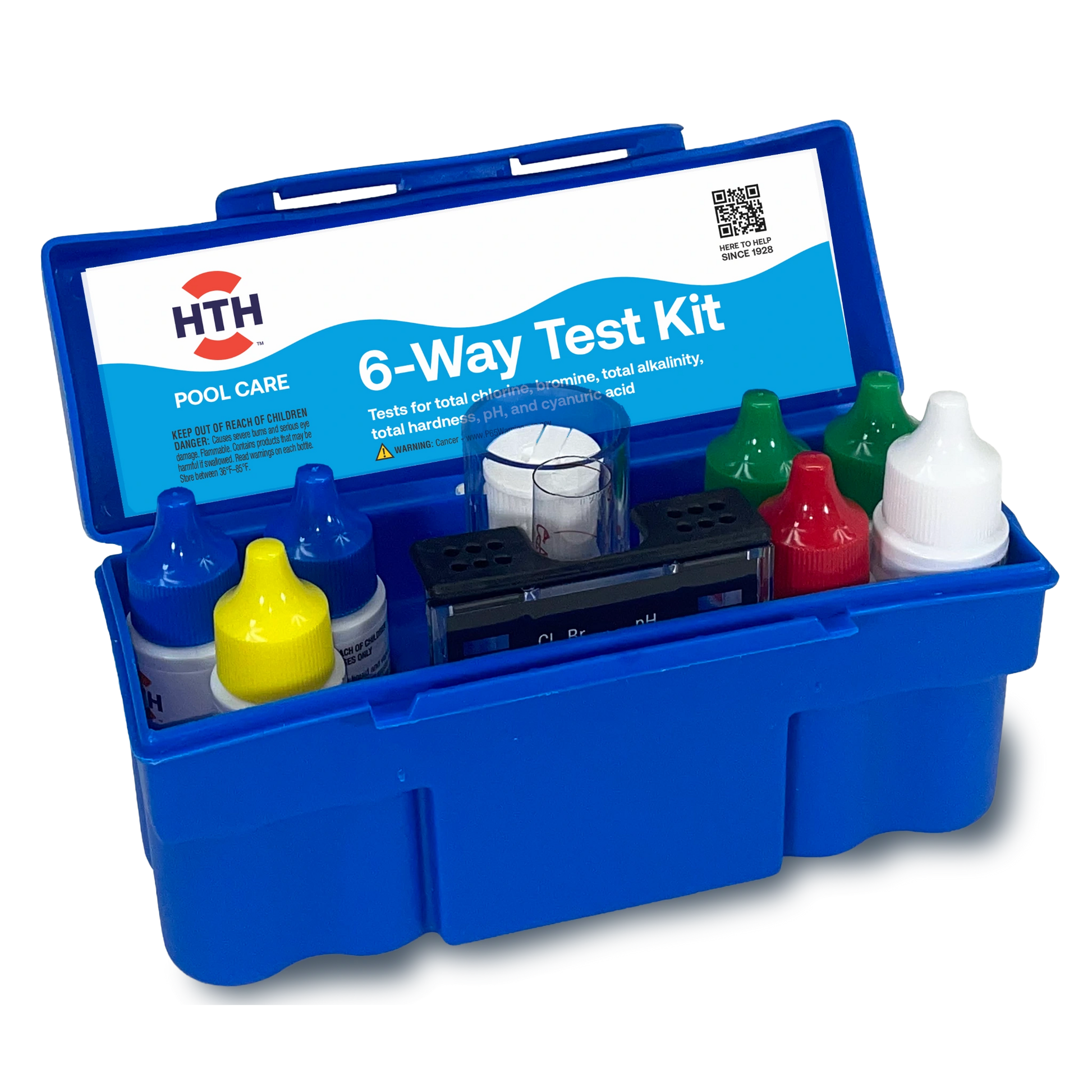 open hth pool test kit with liquid reagents