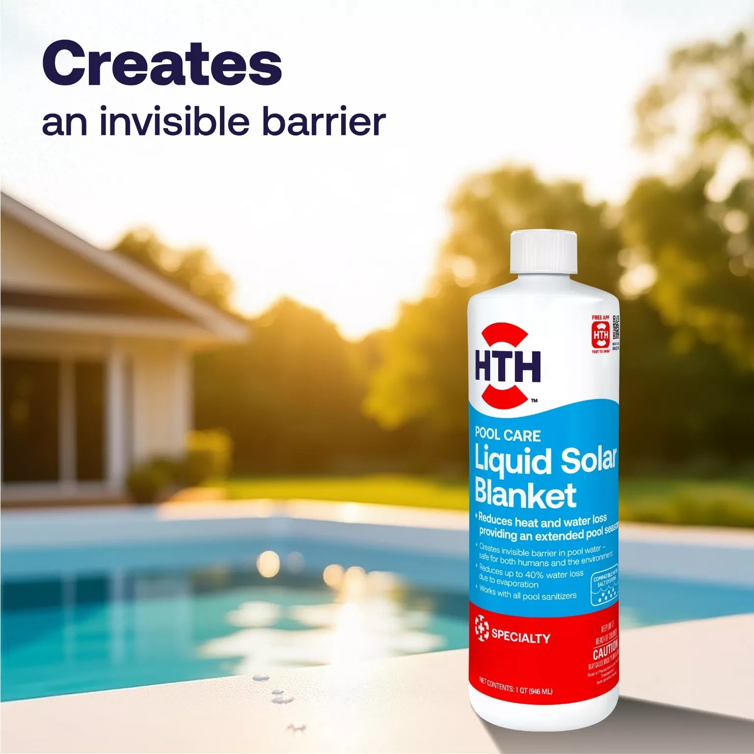 liquid solar blanket creates invisible pool surface barrier